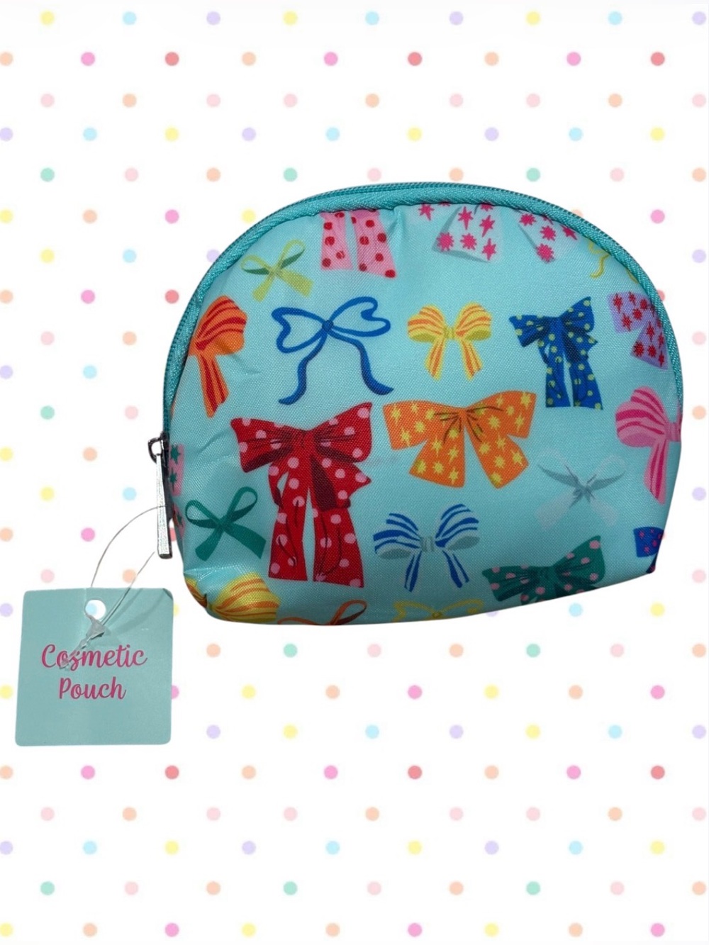 Buxton Bow Print cosmetic bag - Mint Green with Multicolor Bows